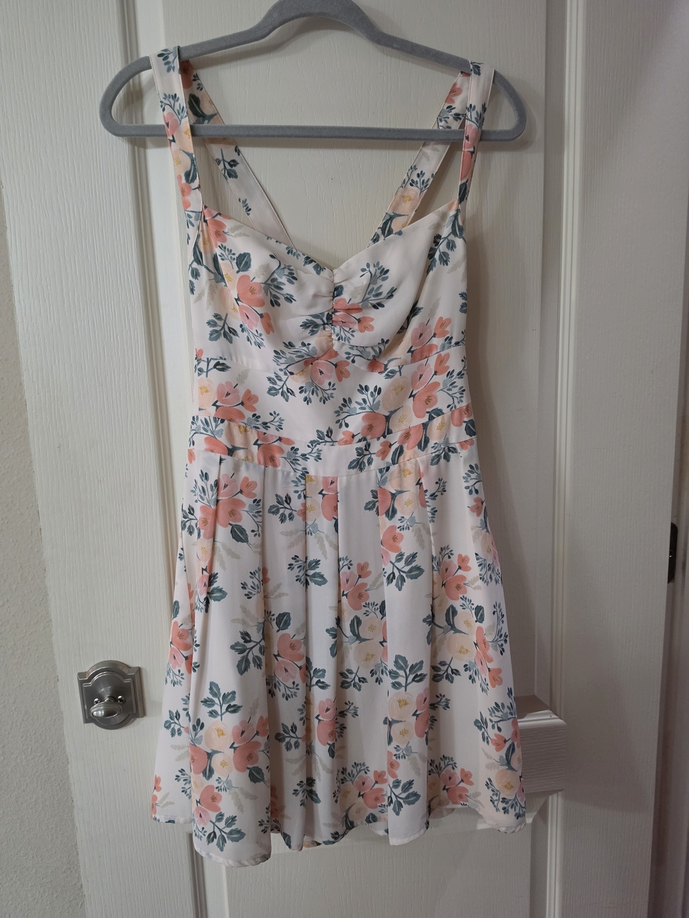 Rifle Paper Co. White Mini Dress with Peach Floral